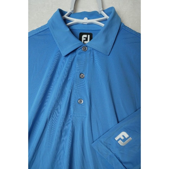 FootJoy FJ Golf Polo Shirt Men XL Blue Stripe Short Sleeve Performance Stretch‎ - Picture 1 of 10